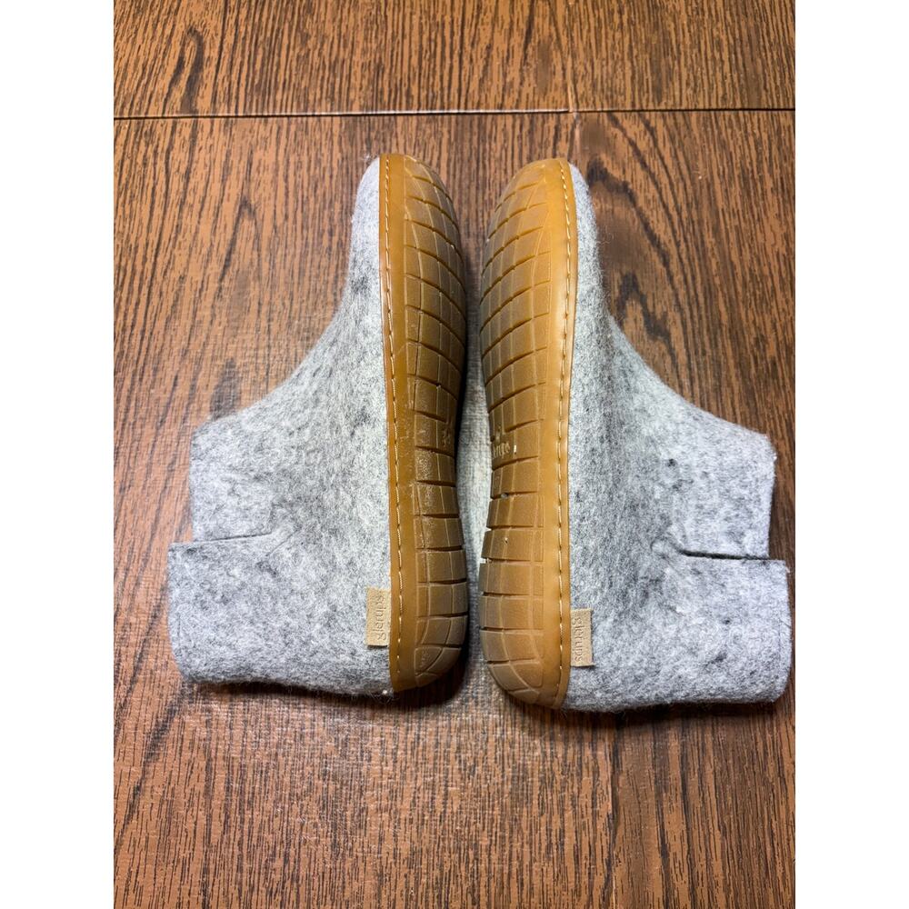 Glerups Unisex Gray Wool Boot Slipper with Honey Rubber Sole Size 37 - Picture 8 of 13
